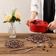 thumbnail image 7 of Pattern Flowers Boho Trivet Mats Pot Holders Cotton Woven Non-Slip Heat Resistant for Hot Pots Pans Pats for Cooking Baking Set of 2, 7 of 7