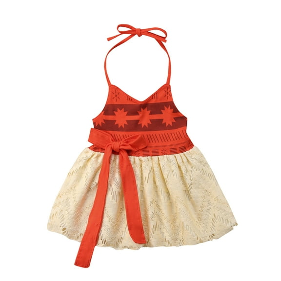 Izhansean Toddler Baby Girl Moana Fancy Dress Princess Sleeveless Lace Tutu Dress Clothes Red 1-2 Years