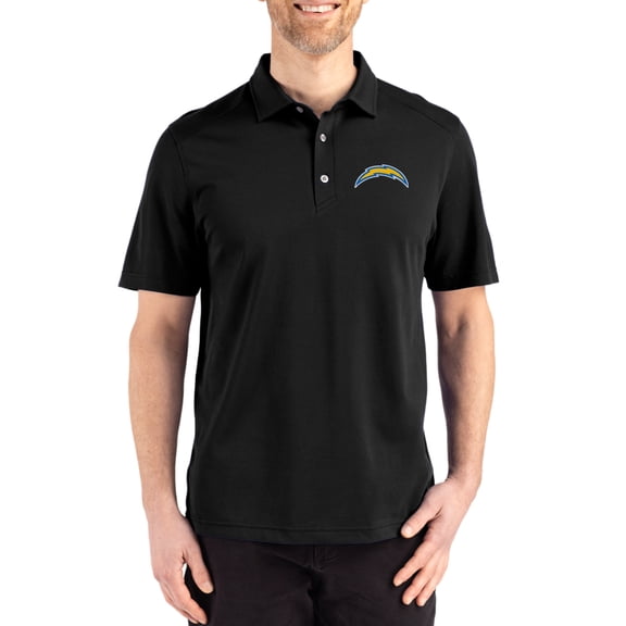 Men's Cutter & Buck Black Los Angeles Chargers Big & Tall Advantage Refresh Epic Confidence Recycled Tri-Blend Pique