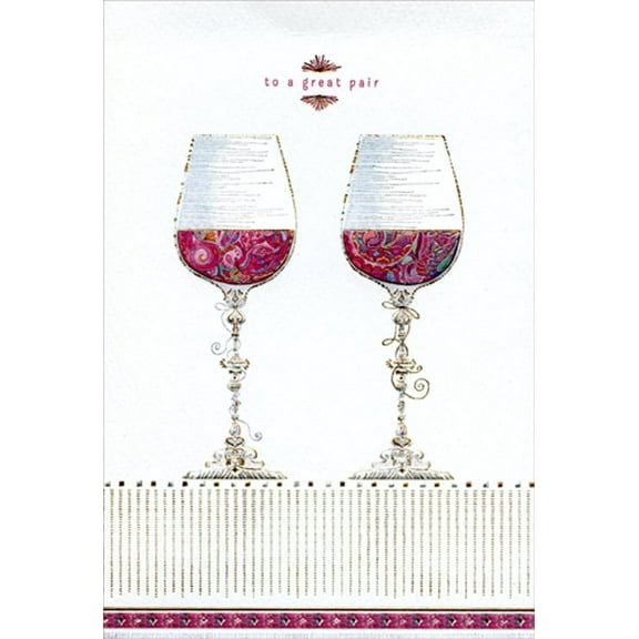 Pictura Great Pair Fancy Wine Glasses Michele Frusciano Two Twenty Two Wedding Anniversary Congratulations Card
