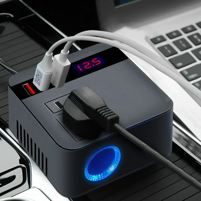 Car Inverter 150W Peak 12V/24V To 110V LED Display Sockets Power Inverter Adaptor Fast Charging