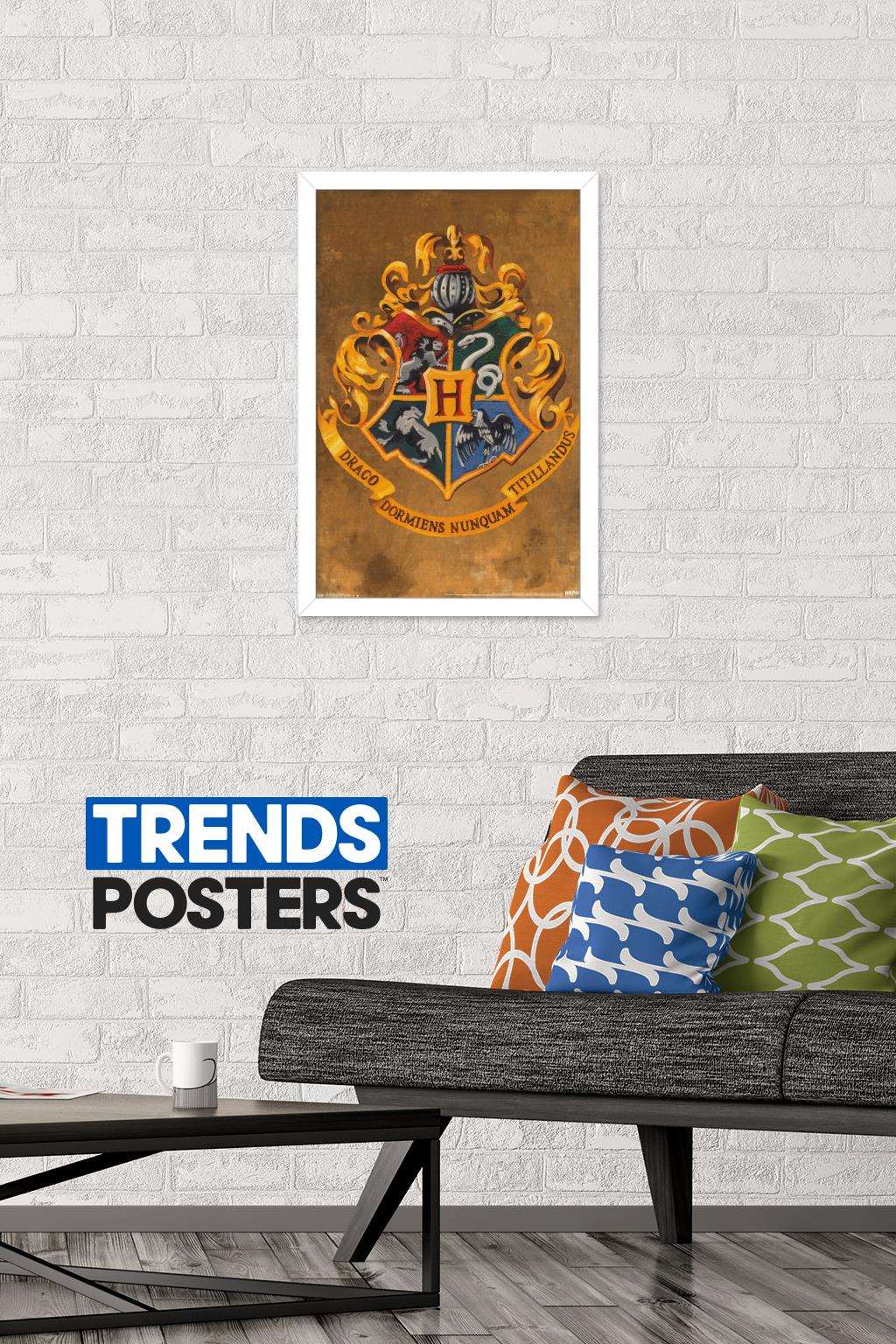 The Wizarding World: Harry Potter - Hogwarts Crest Wall Poster, 14.725" x 22.375", Framed