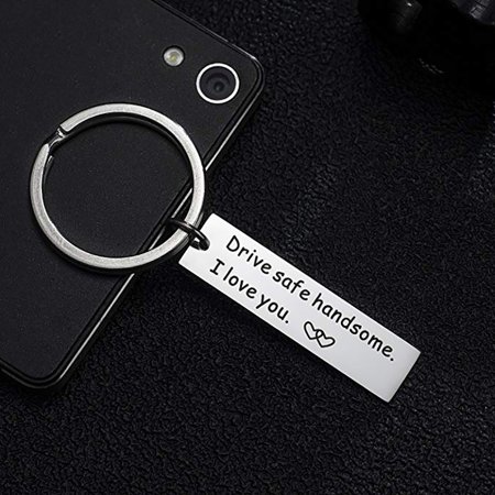 - Obstce Drive Safe Handsome Letters Tag Pendant Car Keychain Key Ring Boyfriend Gifts