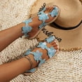 thumbnail image 4 of Women's Floral Flat Sandals Fashion Casual Non Slip Ankle Strap Beach Slip On Flowers Flats Shoes (Blue,39), 4 of 6
