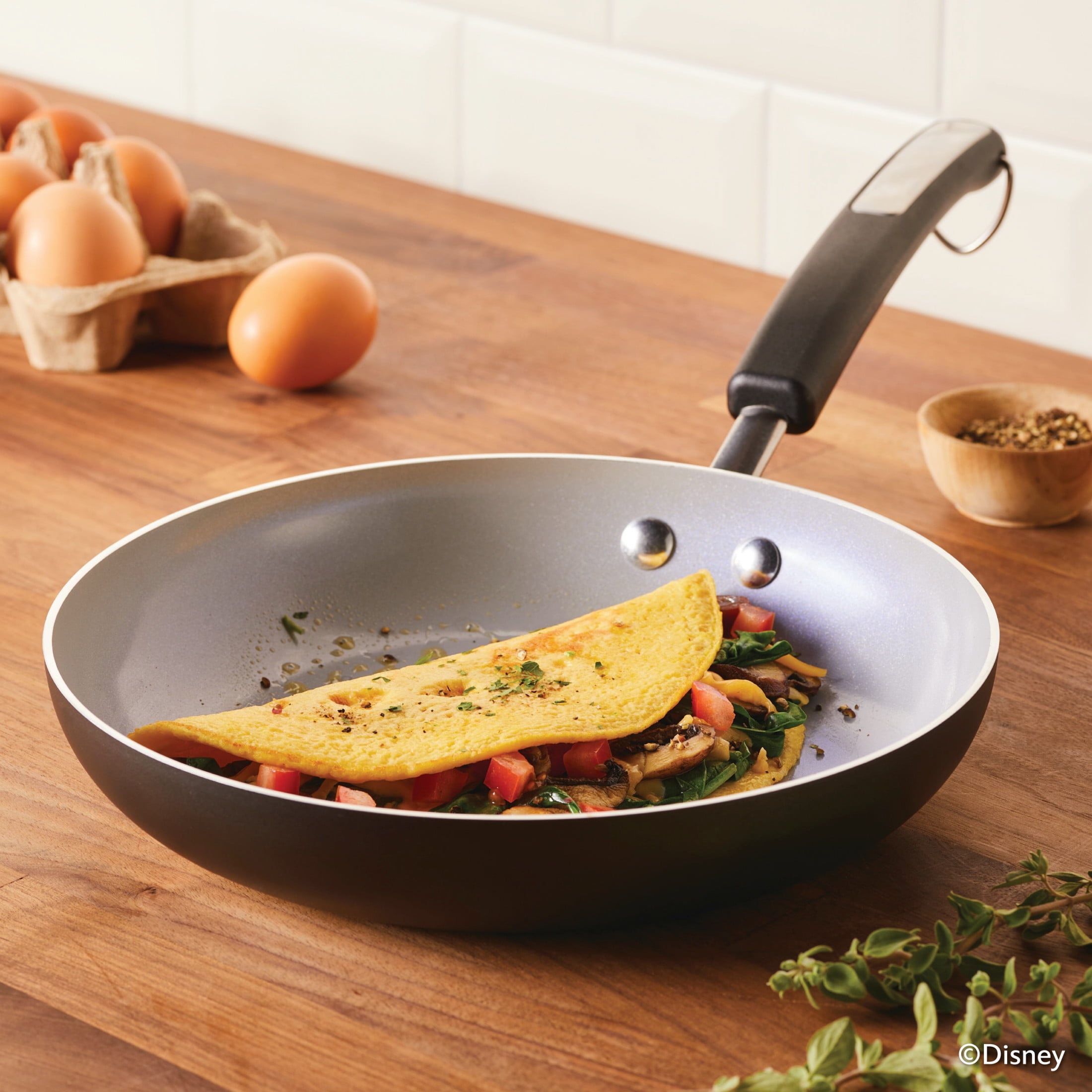 Farberware Disney Monochrome 9.5 Inch Ceramic Nonstick Fry Pan, Dishwasher Safe, Black