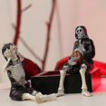 thumbnail image 4 of Figura de resina con forma de esqueleto de calabaza aterradora, estatuas de mesa para decoración del hogar de Halloween, color negro, 1 pieza, 4 of 5