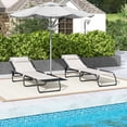 thumbnail image 3 of Outsunny Cream White Steel Chaise Lounge Set of 2 - Patio Sun Loungers with Adjustable 4-Position Reclining Back & Breathable Mesh for Yard, Beach, Poolside Relaxation - 77.5" L, 3 of 10