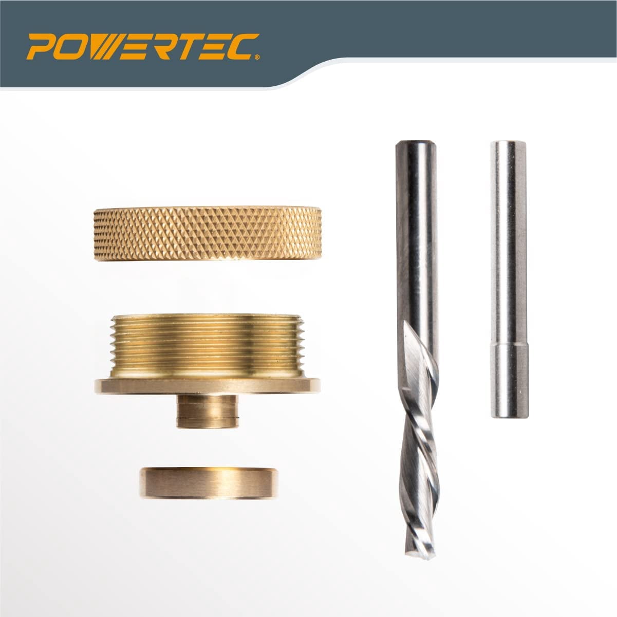 POWERTEC Solid Brass Inlay Kit. Router Bit with 1/4" Cutting Dia. & Shank. Fits PORTER-CABLE Style Router Base Plate. Works with Router Templates for Woodworking Tools & Router Accessories (71729)