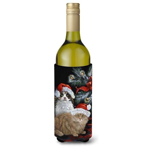 Carolines Treasures PPP3062LITERK 24 oz Cat Kitty Glitter Christmas Wine Bottle Hugger