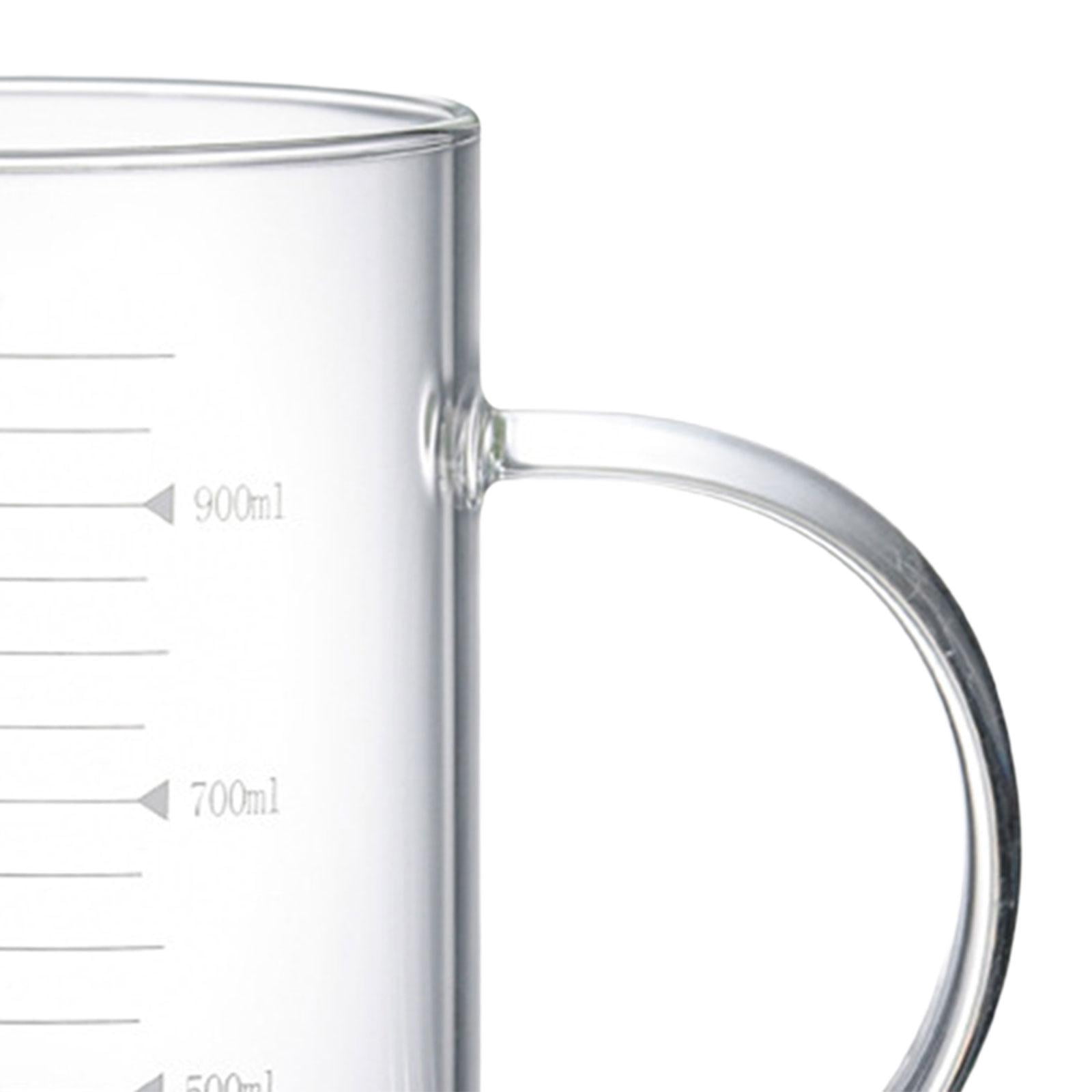Fiocias Glass Cup with Scale Hot Cold Drink Pitcher Large Capacity Measuring Cup for Tea 1000ml