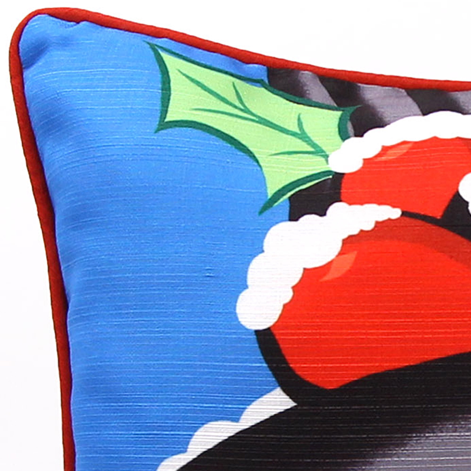 Jordan Manufacturing 18" x 18" Multicolor Snowman Holly Holiday Square Reversible Decorative Throw Pillow with Welt