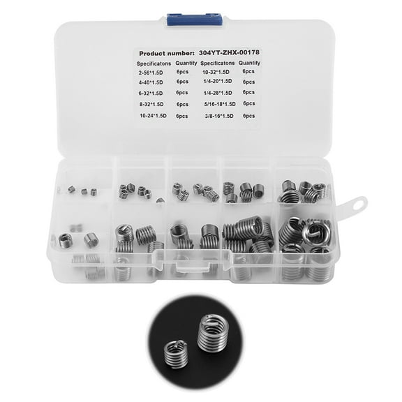 60pcs 304 Stainless Steel Wire Screw Sleeve Thread Repair Insert Assortment Kit