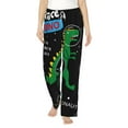 thumbnail image 2 of Lsque Space Dino Cartoon Black Print Women's Pajama Pants, Lounge Pant - Comfortable Home Wear,Elastic Waistband, Stylish Design-Medium, 2 of 9