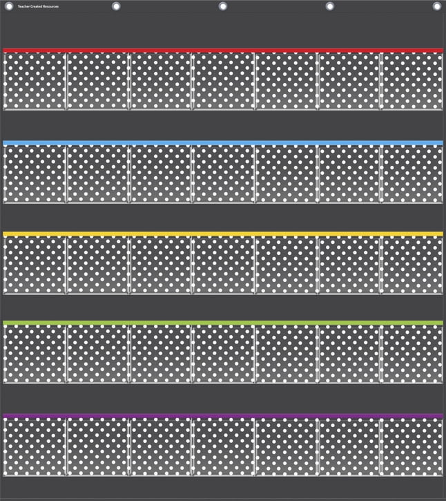 Teacher Created Resources, Tcr20750, Black Dots Storage Pocket Chart, 1 Each