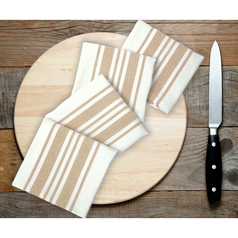 Beige Stripe Linen Napkin Set