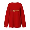thumbnail image 4 of Jinhomg Thin Fleece Sweatshirt for Women Trendy Graphic Print Crewneck Pullover Fall Oversized Comfy Long Sleeve Sweatshirts Daily Wear Spring Saving Today Red XL, 4 of 7