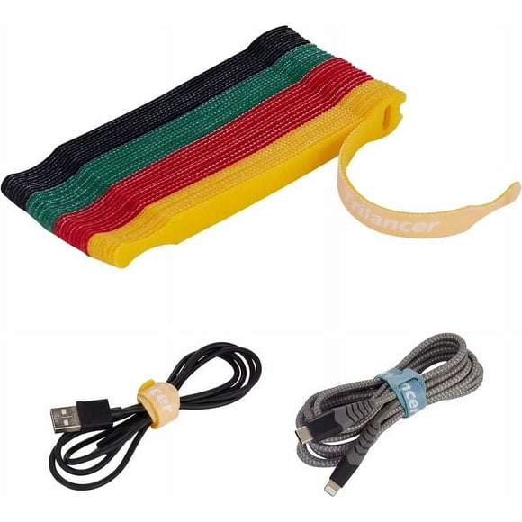 Gestion des Câbles de Fixation Réutilisable en Nylon Durable, Sangle Réglable pour Électronique de Bureau à Domicile 15cm, Attaches de Cordon en Microfibre (40 Pcs)