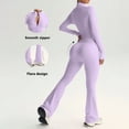 thumbnail image 4 of adaychics Yoga Outfits for Womens 2 Piece Set Long Sleeve Full Zip Jacket and High Waisted Flared Gym Leggings Set for Workout, 4 of 9