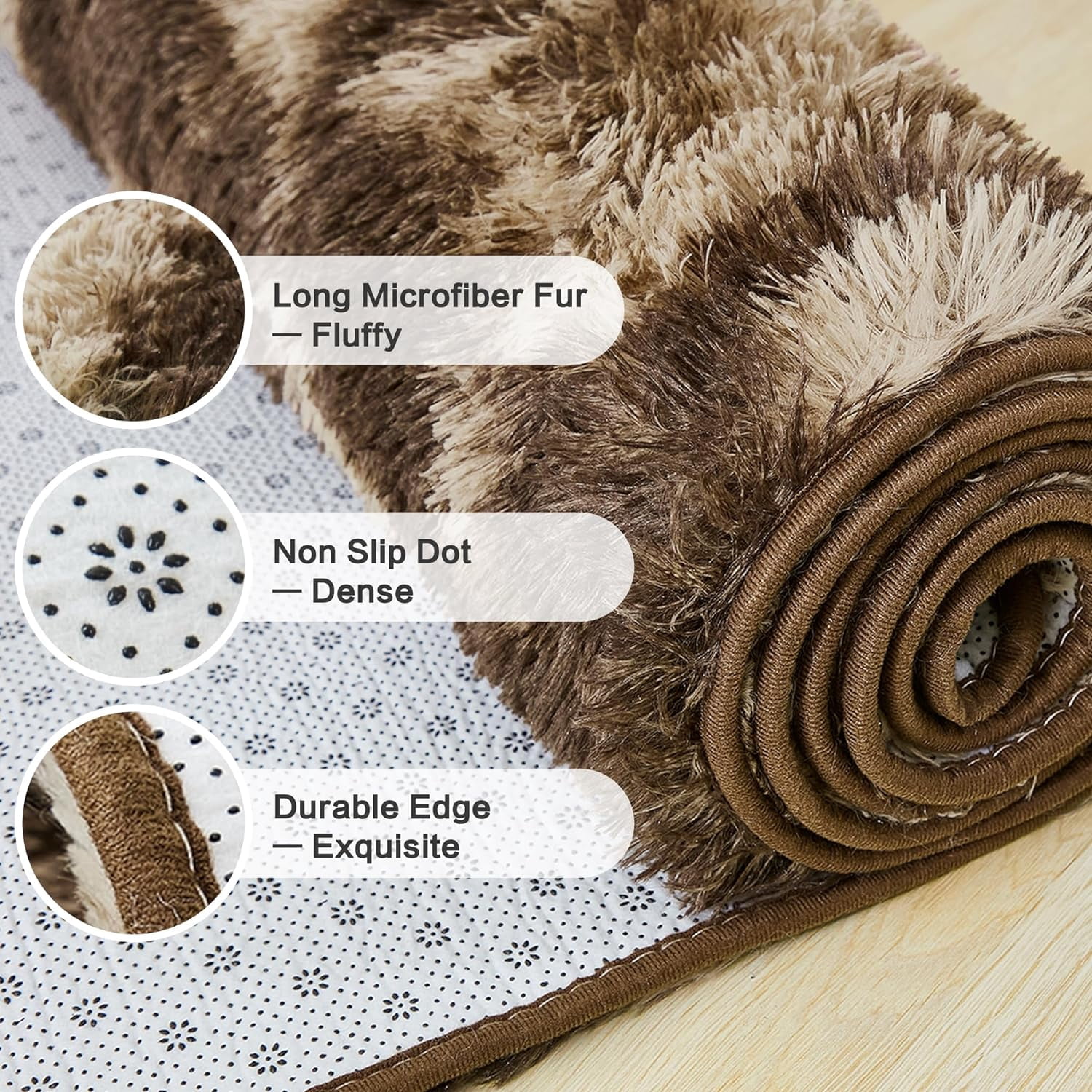 Noahas Fluffy Area Rug for Living Room Bedroom, 5 x 8 Tie-Dyed Coffee Rug Fuzzy Non-Slip Modern Carpet Ultra Soft Faux Fur Rugs for Dorm Kids Room Home Decor