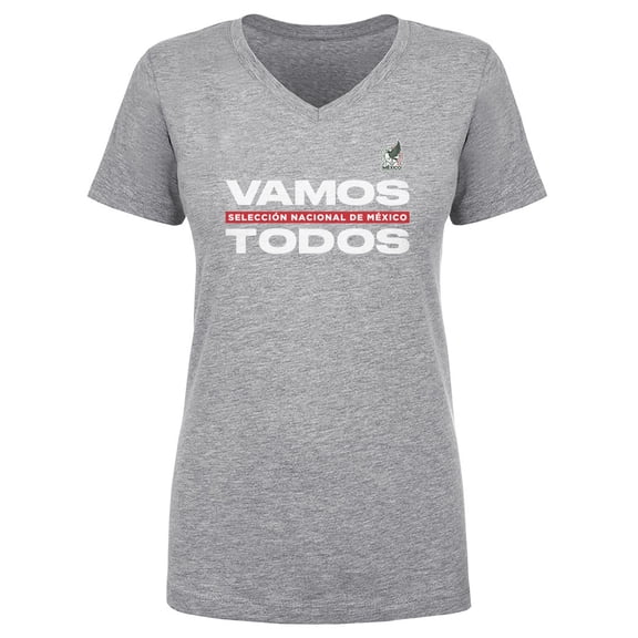 Women's 500 Level Heather Gray Mexico National Team Vamos Todos V-Neck T-Shirt
