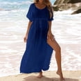 thumbnail image 2 of Swim Suit Coverup for Women Short Sleeve Tie Front Bathing Suit Cover Up High Cut Swimwear Beach Dress, 2 of 7