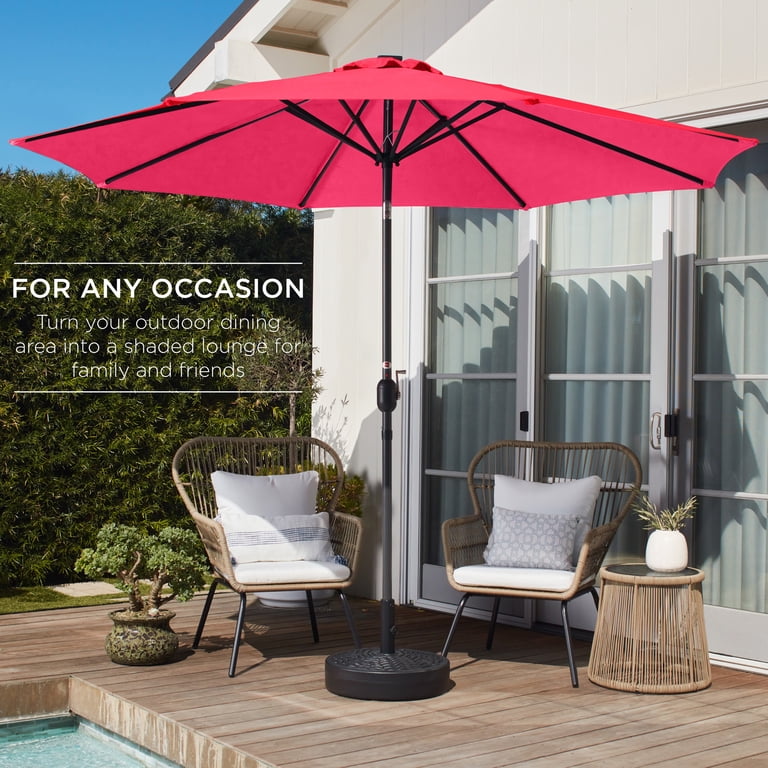 Best Choice Products 10ft Outdoor Steel Market Patio Umbrella w/ Crank, Tilt Push Button, 6 Ribs - Hot Pink