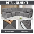 thumbnail image 4 of Velvet 5 Seater Recliner Corner Sofa Slipcovers Stretch Sectional Recliner Sofa Covers Furniture Protectors, Gray, 4 of 10