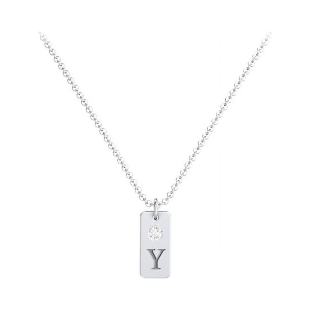 Collier Étiquette Initiale avec Pierre de Naissance