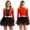 A Red, variant on iiniim Women's Zipper Back Tassel Shoulder Long Sleeves Leotard Tutu Dress Size S-3XL Black M