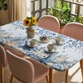 thumbnail image 3 of Blue Coastal Starfish Table Cloths for 5 Foot Rectangle Tables, Beach Nautical Shell Eucalyptus Ocean Patio Waterproof Elastic Fitted Tablecloths, Washable Rectangular Table Cover for Camping, 3 of 8