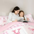 thumbnail image 5 of Castle Fairy Bow Letter Monogrammed K Twin Comforter Sets,Cute Bow-Tie Plaid Bedding Set, 5 of 8