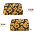 thumbnail image 3 of Naloa Navy Blue Plaid Sunflower Leather Makeup Bag for Purse Travel, Portable Small Cosmetic Organizer for Women and Girls, Make up Bag with Zipper, 3 of 8