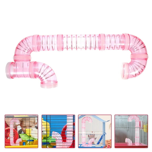 WEUVEB Pink Plastic Hamster Maze Tunnel Set for Safe Exploration and Custom DIY Maze Building