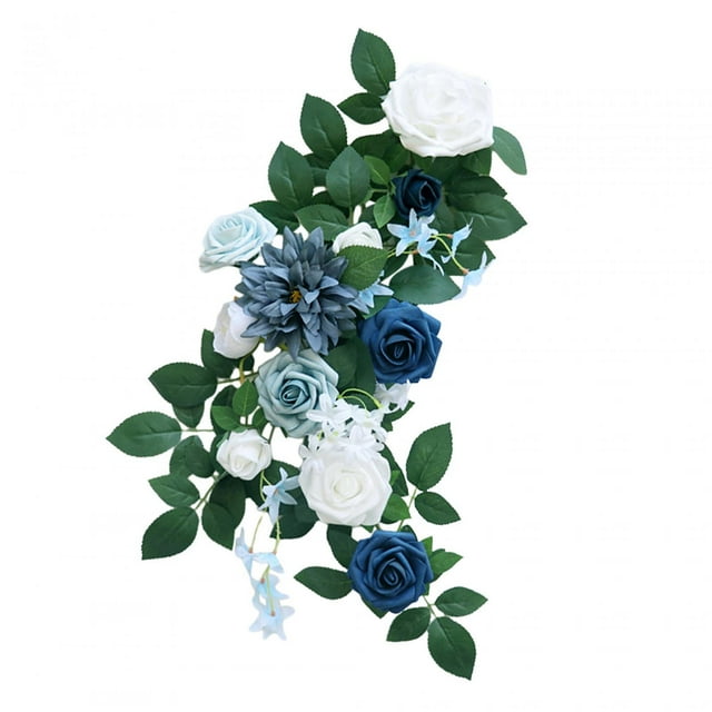 simhoa Chair Back Artificial Flower Artificial Floral Swag for Ceremony Chair Party blue