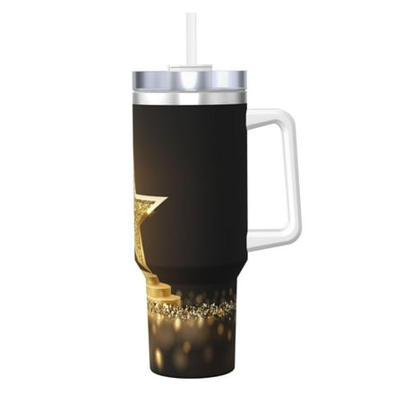 

Sikiie Golden Glitter And Light Insulated Stainless Water Bottle Lid Travel Mug Cup Insulated Tumblers Cup 40oz Ice Bully With Handle