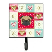 Carolines Treasures CK5231SH4 Pug Love Leash or Key Holder Red Single Hook multicolor