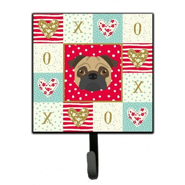 Carolines Treasures CK5231SH4 Pug Love Leash or Key Holder Red Single Hook multicolor