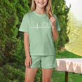 thumbnail image 5 of Grblisyd Girls Outfits Size 10-12 Kids Heart Print Short Sleeve T-Shirts Elastic Waist Shorts Casual Summer 2 Piece Clothing Sets, 5 of 5