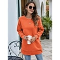 thumbnail image 5 of Women Sweatshirts Trendy Fleece Crewneck Sweatshirt Casual Loose Pullover Tops Comfy Fall Outfits Orange S, 5 of 7