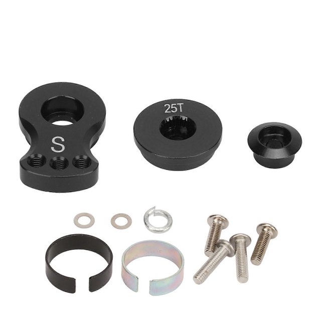 25T Servo Arm Aluminum Alloy Steering Arm Unloading Protection Servo Horn Replacement for 1/10 RC Car Black