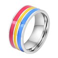 thumbnail image 1 of Stainless Steel Lesbian LGBT Ring for Women Couple , pride Love Promise Band Stripe Flag Color Engagement Rings, 1 of 5