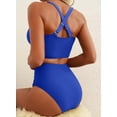 thumbnail image 2 of Women's Textured Bikini Sets Twist Front Top Swimsuits High Waisted Bathing Suits, 2 of 5