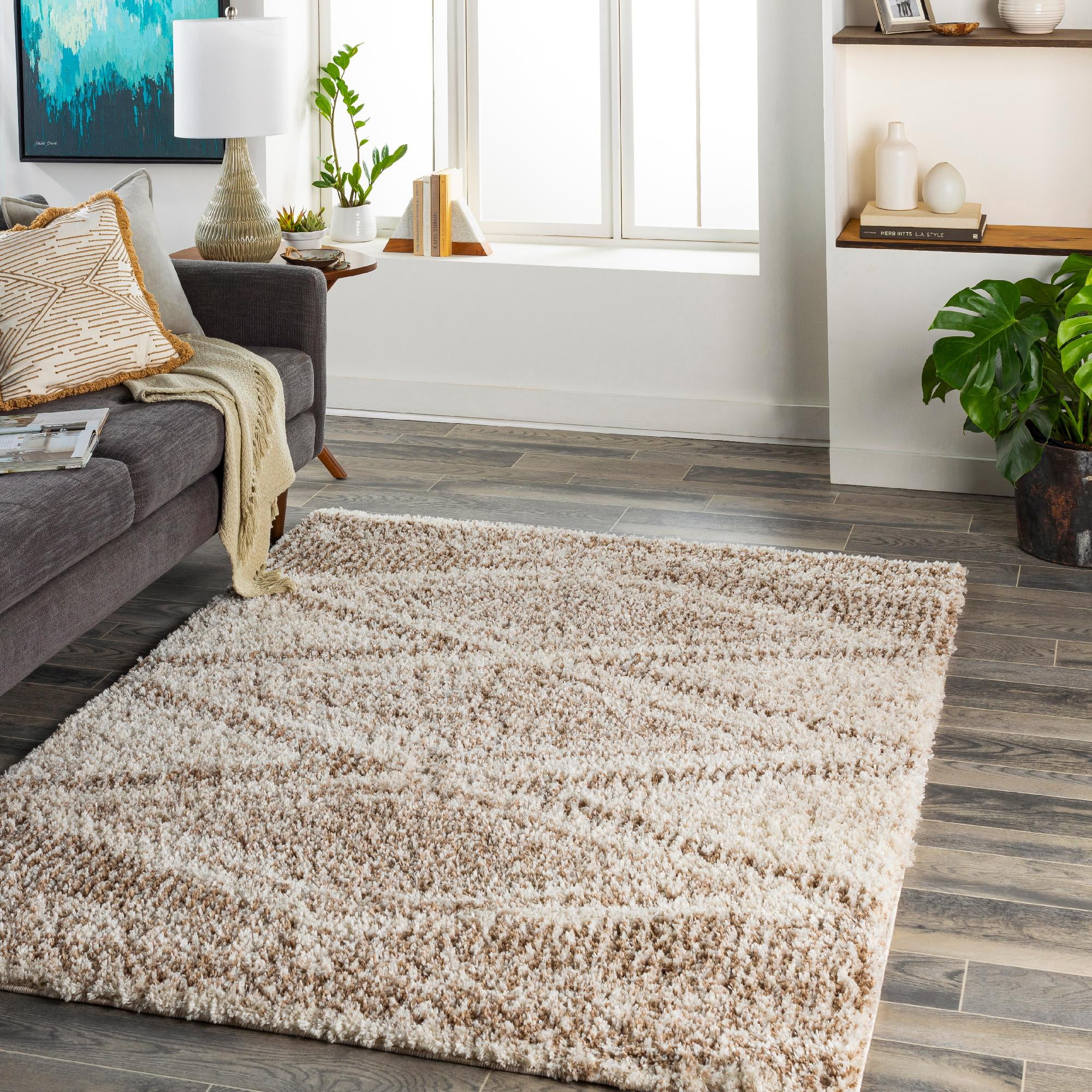 Mark&Day Area Rugs, 5x7 Hedrick Shag Beige Area Rug (5'3" x 7
