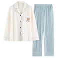 thumbnail image 1 of XXL Pijamas Mujer Primavera Y Otoño Algodón Manga Larga Fino Verano Cardigan Algodón Traje De Hogar, 1 of 5