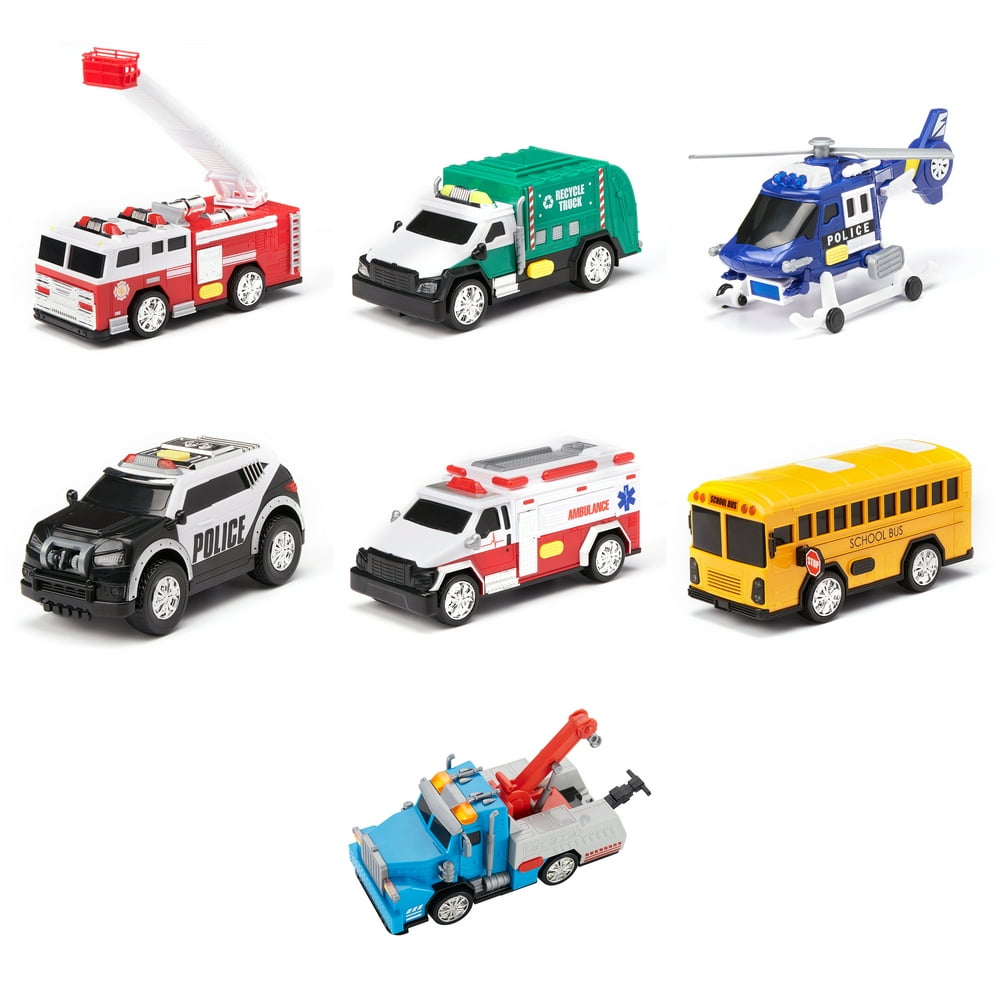Adventure Force Mini City Service Vehicle Light Up Toy Set with Sound ...