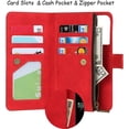 thumbnail image 2 of Compatible with Samsung Galaxy S22 5G Wallet Case,Detachable 2 in 1 Magnetic Zipper Leather Cover Case [6 Card Slots] [Wrist Strap] [Stand Feature] for Samsung Galaxy S22 5G,6.1 inch Red, 2 of 15