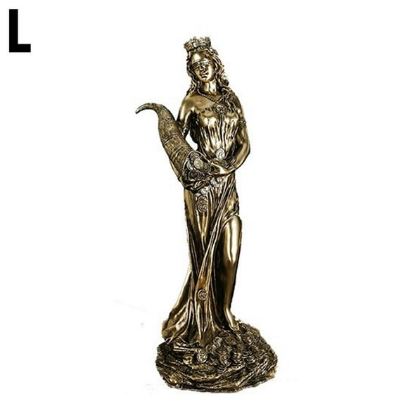 Greek Goddess Fortuna Statue, Cold Cast Resin Bronze Finish Sculpture for Home Decor, God of Fortune and Luck Figurine for Office Desk Altar