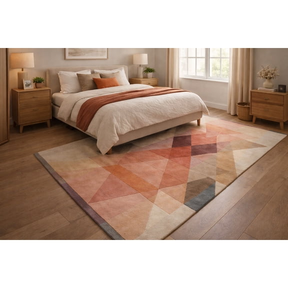Teppich Homes Geometric Luxury Area Rug 5x7 – Quick Dry Contemporary Rectangle Carpet | Soft Plush Non-Slip Indoor Floor Rug