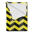 thumbnail image 2 of Yellow Chevron Soft Flannel Fleece Blanket, Black and Yellow Chevron Pattern Danger Hazard Warning Sign Stripes Zigzag, Cozy Plush for Indoor and Outdoor Use, 50" x 60", Black Yellow, by Ambesonne, 2 of 5