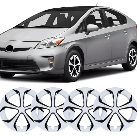 4Pcs Hubcap for 2010-2015 Toyota Prius,15" Wheel Rim Cover Replacement,Compatible with Alloy Wheels,Snap on Car Truck SUV Hubcap,ABS PC Material,White Lacquer & Black Lacquer